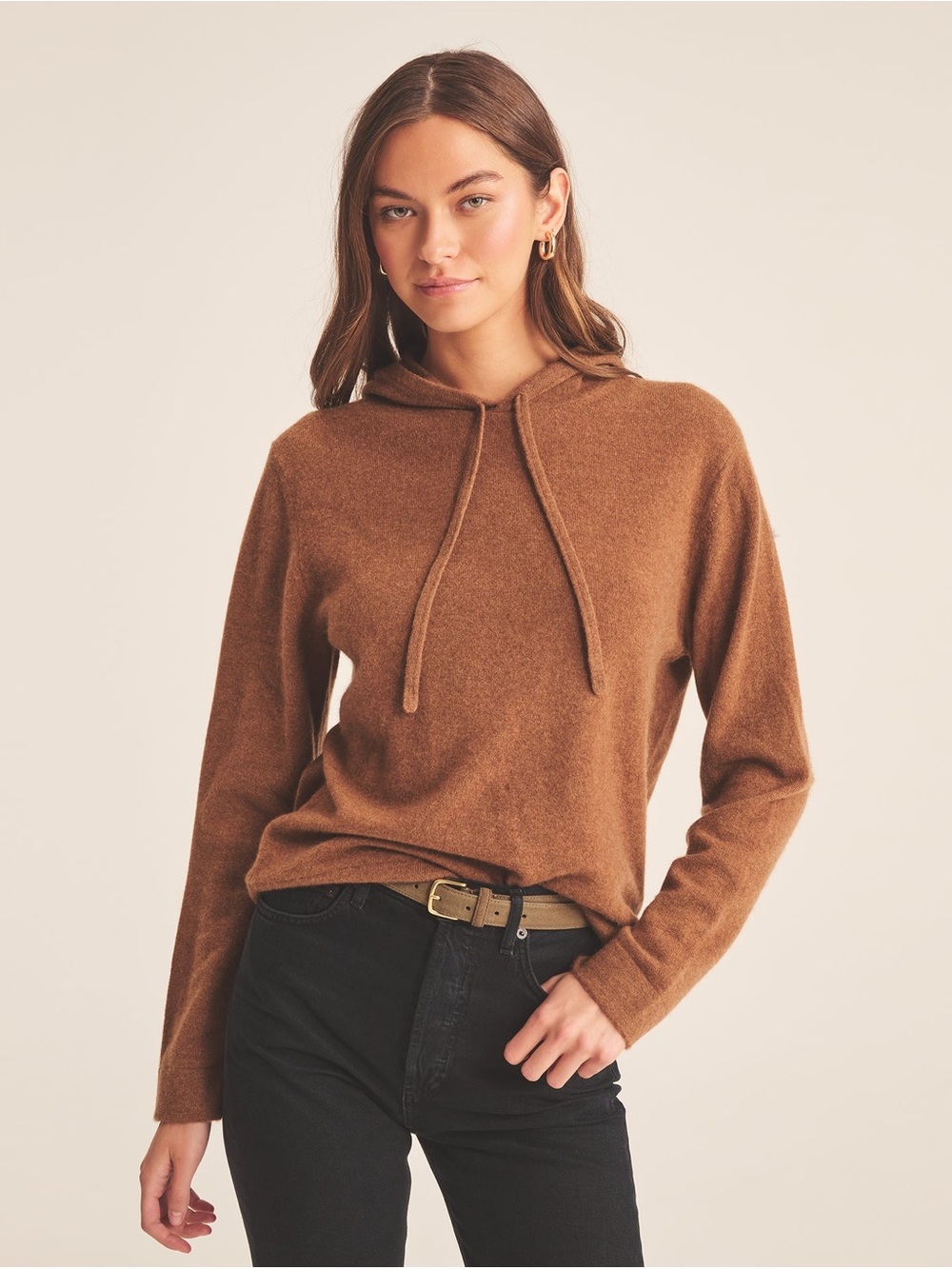 Naadam Signature Cashmere Hoodie Brown Sweater Sz XS